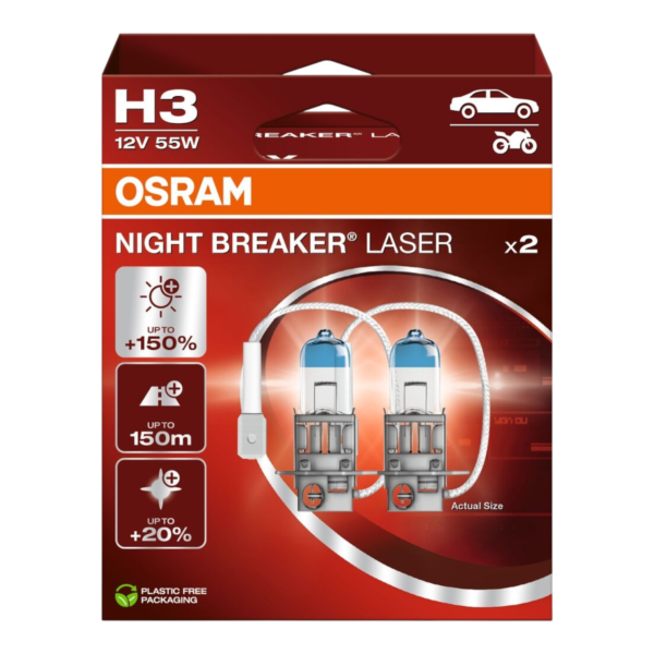 OSRAM 64151NL-2HB NIGHT BREAKER LASER +150% H3 12V 55W 2VNT.