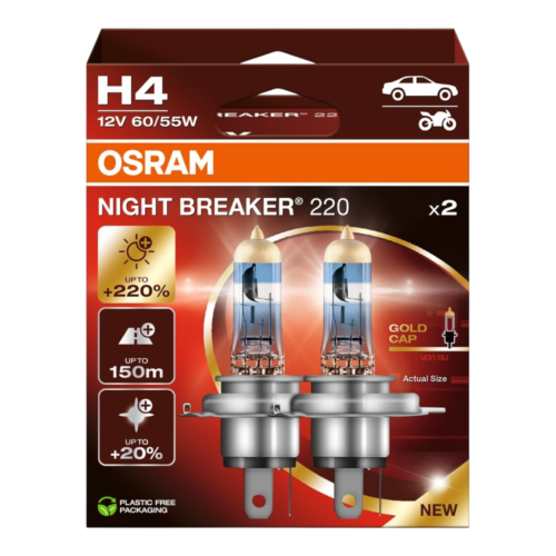 OSRAM 64193NB220-2HB NIGHT BREAKER 220% H4 12V 60/55W 2VNT.
