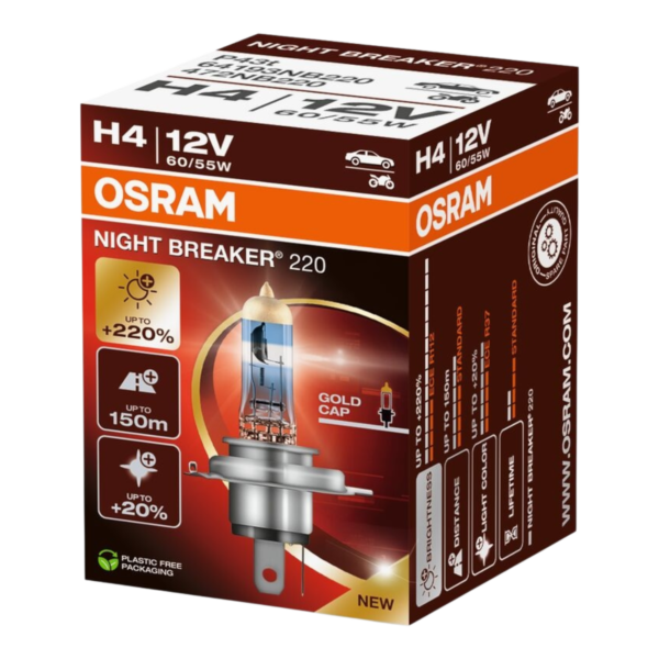 OSRAM 64193NB220 NIGHT BREAKER 220% H4 12V 60/55W