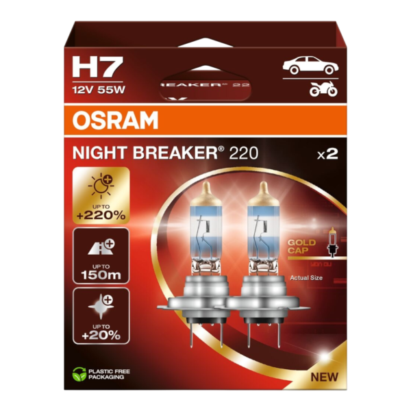 OSRAM 64210NB220-2HB NIGHT BREAKER 220% H7 12V 55W 2VNT.