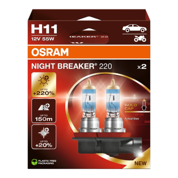 OSRAM 64211NB220-2HB NIGHT BREAKER 220% H11 12V 55W 2VNT.