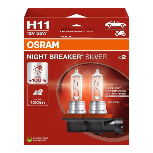 OSRAM 64211NBS-2HB NIGHT BREAKER SILVER 100% H11 12V 55W 2VNT.