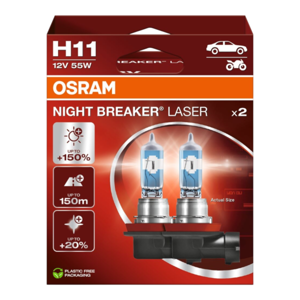 OSRAM 64211NL-2HB NIGHT BREAKER LASER 150% H11 12V 55W 2VNT.