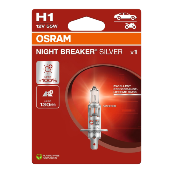 OSRAM 64150NBS-1BL NIGHT BREAKER SILVER +100% H1 12V 55W