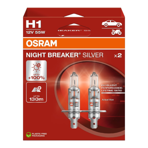 OSRAM 64150NBS-2HB NIGHT BREAKER SILVER +100% H1 12V 55W 2VNT.