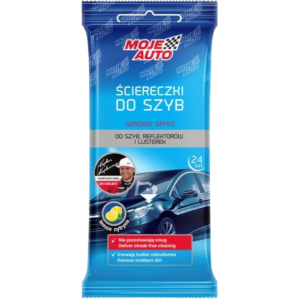 MOJE AUTO 19-057 drėgnos servetėlės stiklams 24vnt.